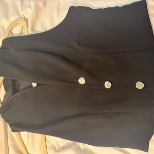 Zara Black Vest with White Buttons